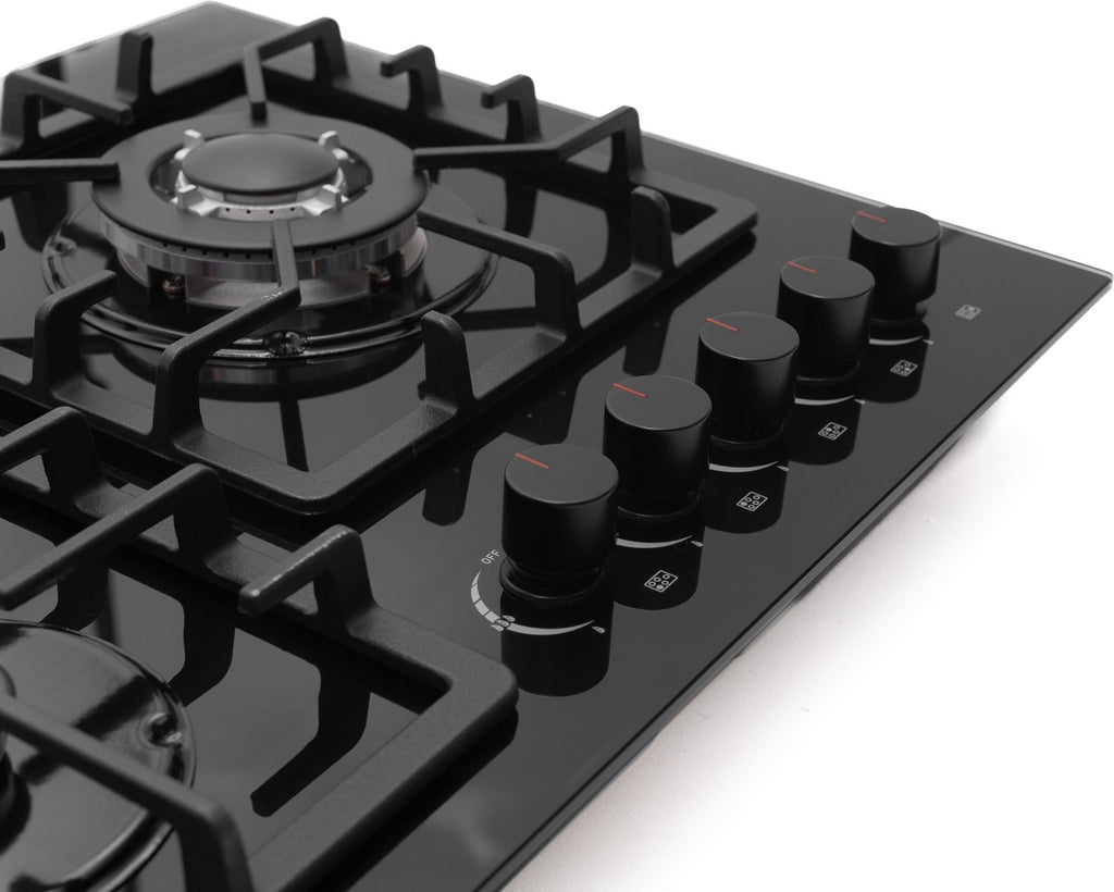 ESSEN G5SG31-GC — Газовая варочная поверхность чёрное стекло с газ-контролем 5 конфорок