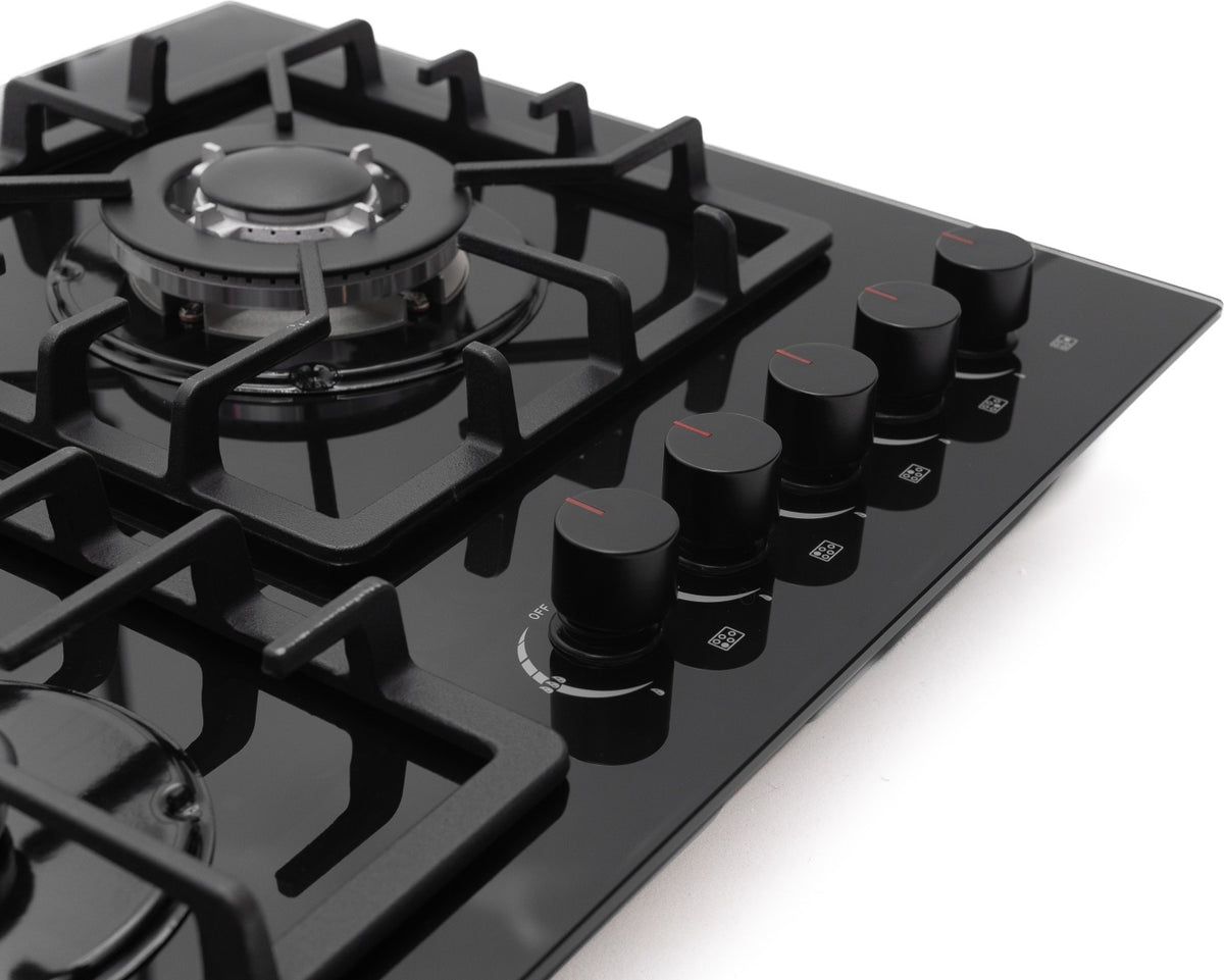 ESSEN G5SG31-GC — Газовая варочная поверхность чёрное стекло с газ-контролем 5 конфорок