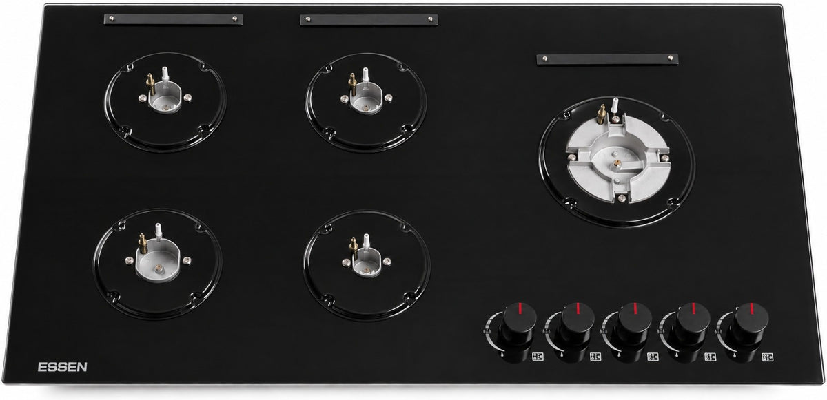 ESSEN G5SG31-GC — Газовая варочная поверхность чёрное стекло с газ-контролем 5 конфорок