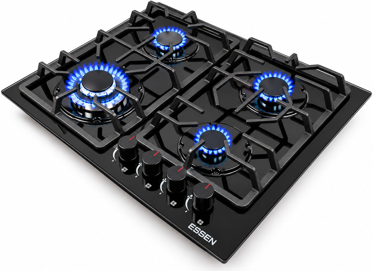 ESSEN GS4S27-B-GC — Газовая варочная поверхность чёрное стекло с газ-контролем 4 конфорки