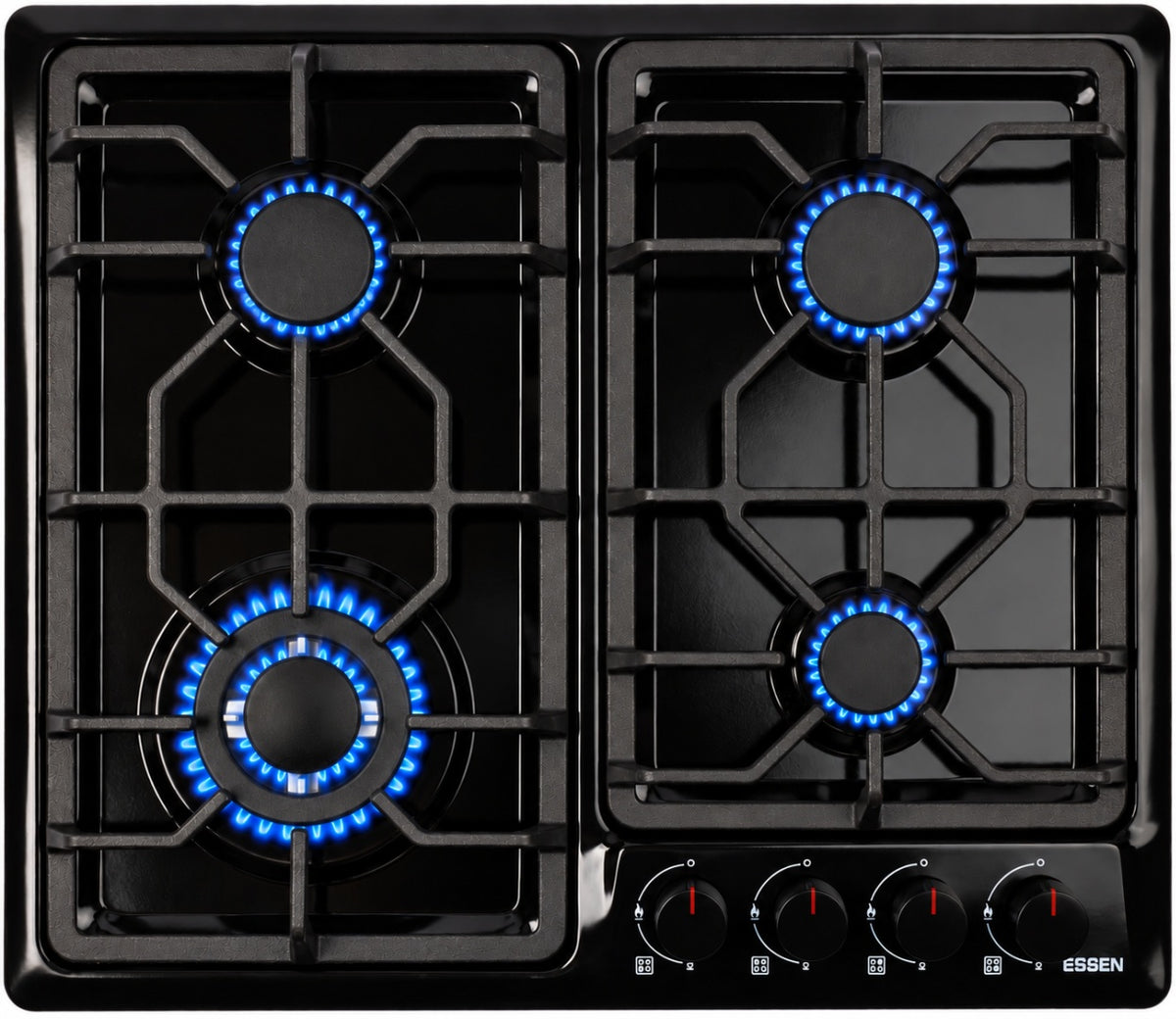 ESSEN GS4S27-A-GC — Газовая варочная поверхность чёрная эмаль с газ-контролем 4 конфорки