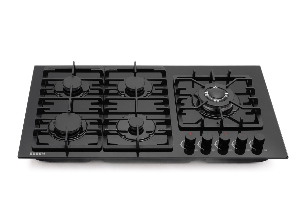 ESSEN G5SG31 — Газовая варочная поверхность чёрное закалённое стекло 5 конфорок