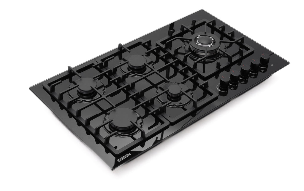 ESSEN G5SG31 — Газовая варочная поверхность чёрное закалённое стекло 5 конфорок