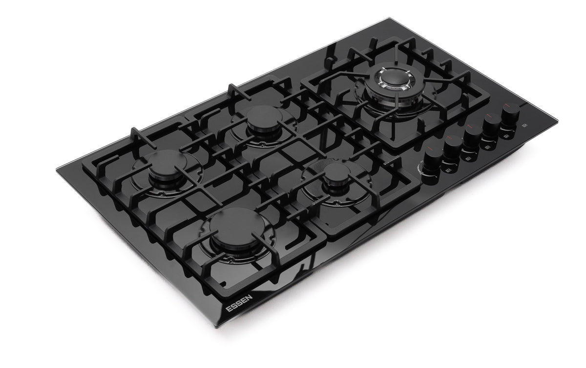 ESSEN G5SG31 — Газовая варочная поверхность чёрное закалённое стекло 5 конфорок