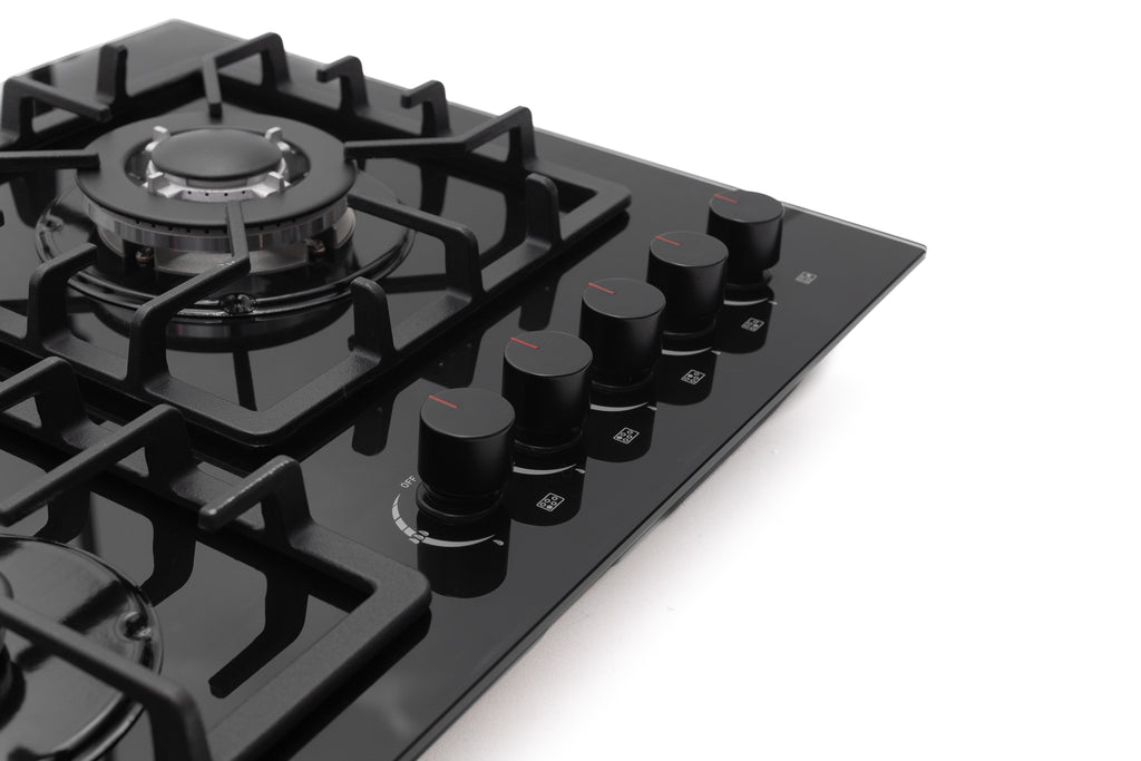 ESSEN G5SG31 — Газовая варочная поверхность чёрное закалённое стекло 5 конфорок