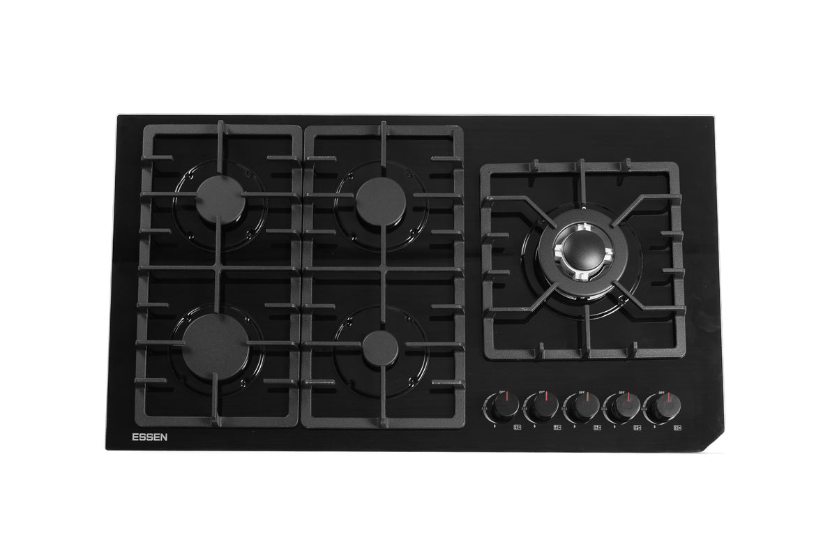ESSEN G5SG31 — Газовая варочная поверхность чёрное закалённое стекло 5 конфорок