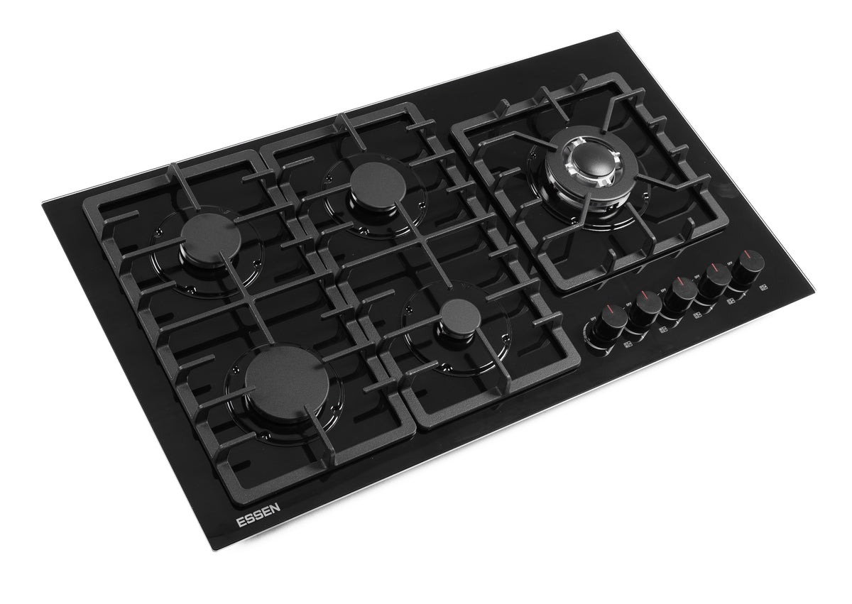 ESSEN G5SG31 — Газовая варочная поверхность чёрное закалённое стекло 5 конфорок