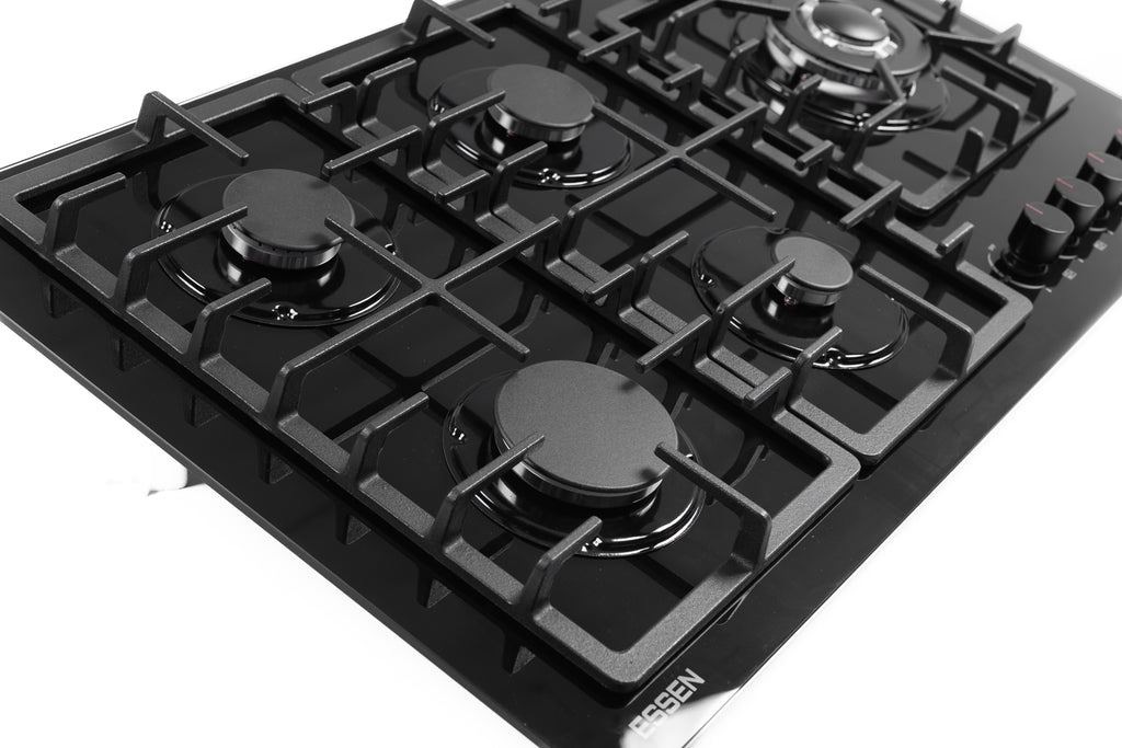 ESSEN G5SG31 — Газовая варочная поверхность чёрное закалённое стекло 5 конфорок