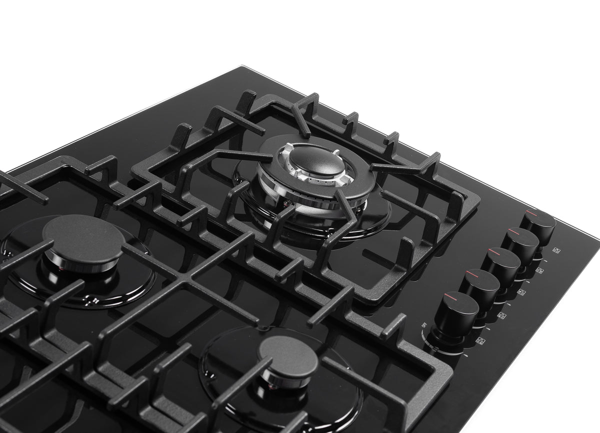 ESSEN G5SG31 — Газовая варочная поверхность чёрное закалённое стекло 5 конфорок