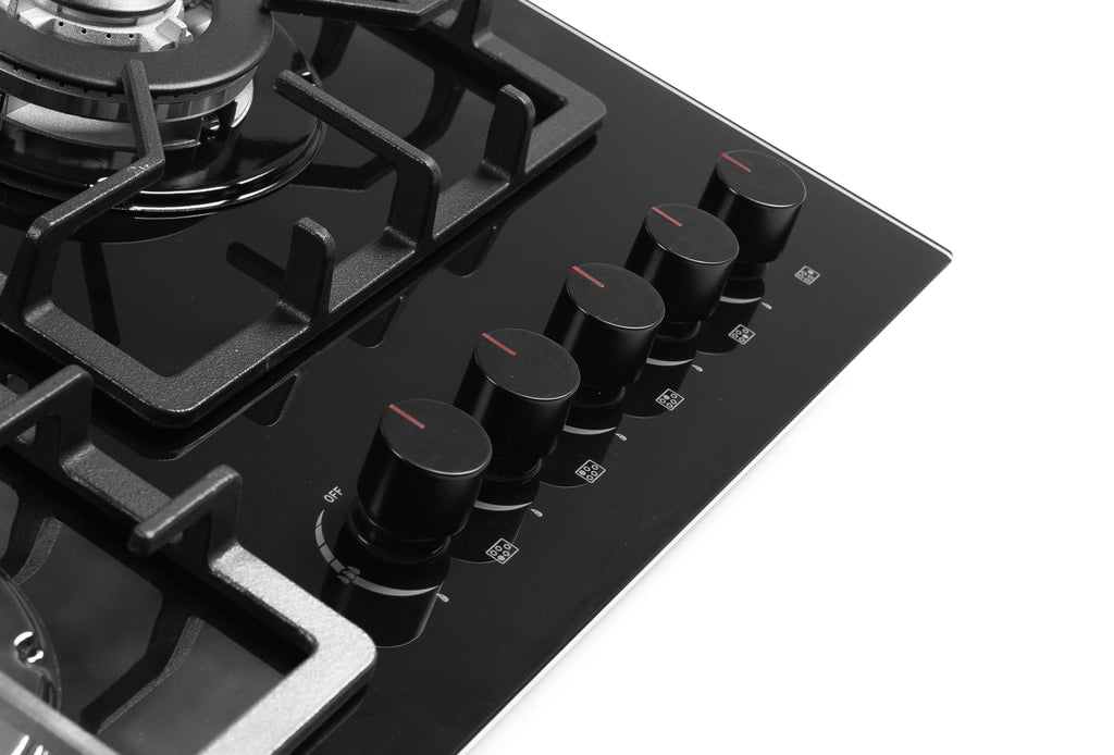 ESSEN G5SG31 — Газовая варочная поверхность чёрное закалённое стекло 5 конфорок