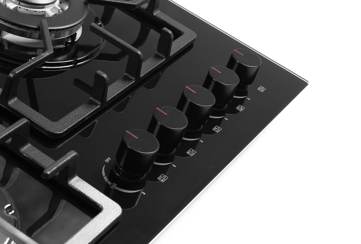 ESSEN G5SG31 — Газовая варочная поверхность чёрное закалённое стекло 5 конфорок
