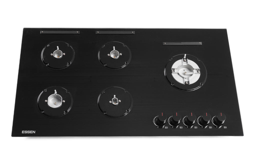 ESSEN G5SG31 — Газовая варочная поверхность чёрное закалённое стекло 5 конфорок