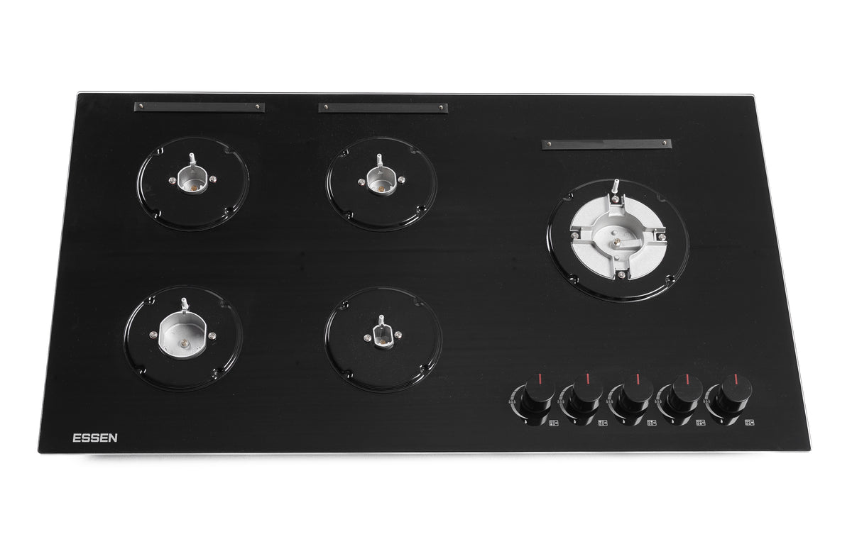 ESSEN G5SG31 — Газовая варочная поверхность чёрное закалённое стекло 5 конфорок