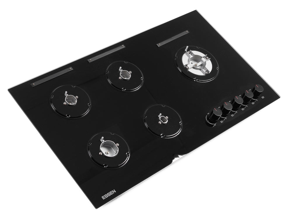 ESSEN G5SG31 — Газовая варочная поверхность чёрное закалённое стекло 5 конфорок