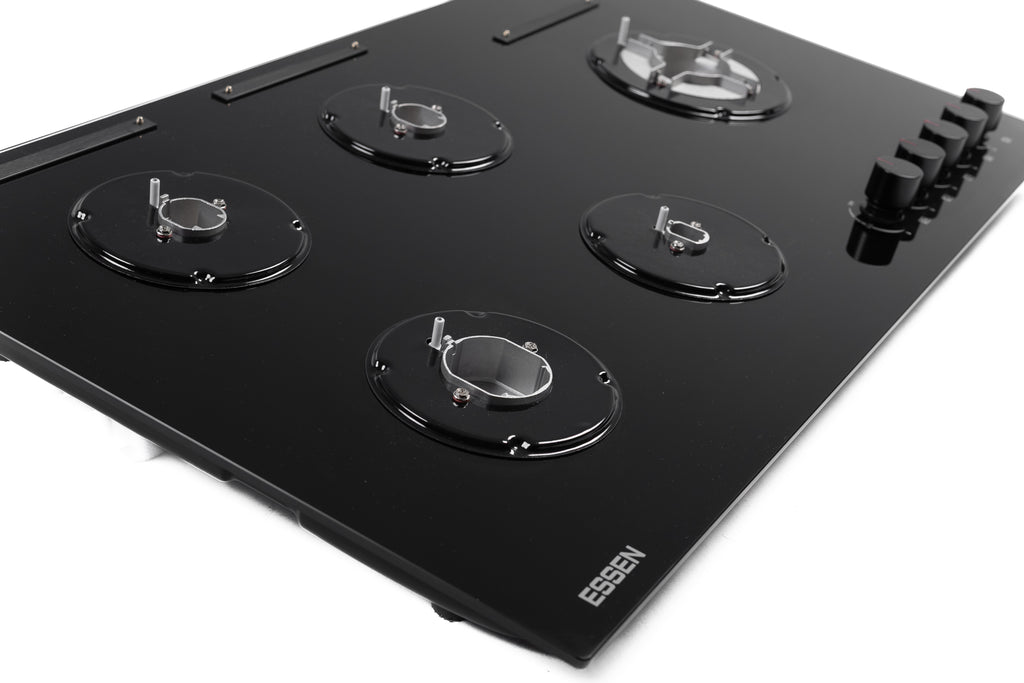 ESSEN G5SG31 — Газовая варочная поверхность чёрное закалённое стекло 5 конфорок