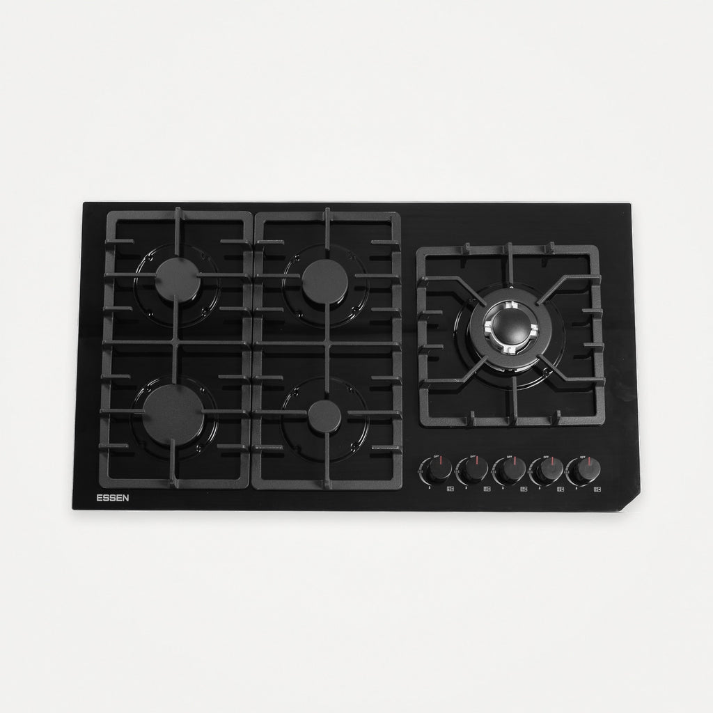 ESSEN G5SG31 — Газовая варочная поверхность чёрное закалённое стекло 5 конфорок
